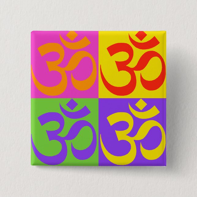 Om 15 Cm Square Badge (Front)