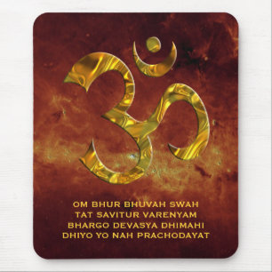 Om / Aum & GAYATRI MANTRA   universe of fire Mouse Pad