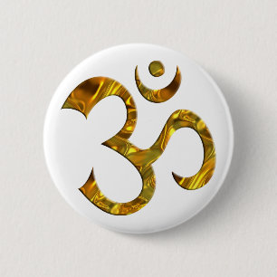 OM / AUM - GOLD 6 CM ROUND BADGE