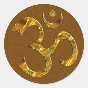 OM / AUM - GOLD brown splatter Classic Round Sticker