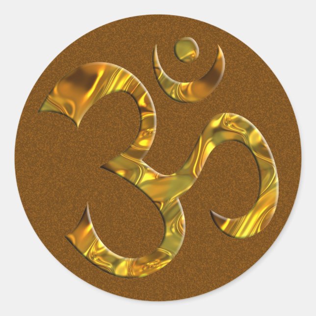 OM / AUM - GOLD | brown splatter Classic Round Sticker (Front)