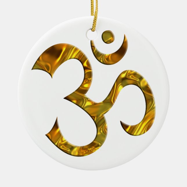 OM / AUM - GOLD CERAMIC TREE DECORATION (Front)
