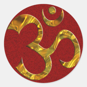 OM / AUM - GOLD dark red splatter Classic Round Sticker