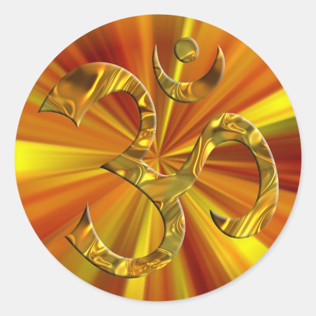 OM / AUM - GOLD | yellow zoom Classic Round Sticker (Front)