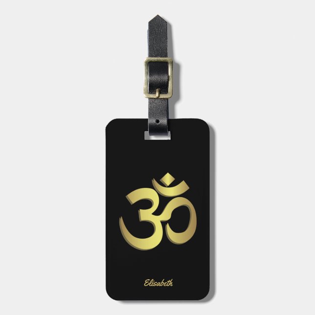 Om ( Aum ) Namaste yoga symbol Luggage Tag (Front Vertical)