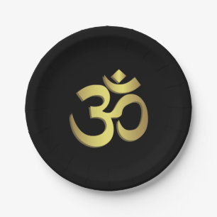 Om ( Aum ) Namaste yoga symbol Paper Plate