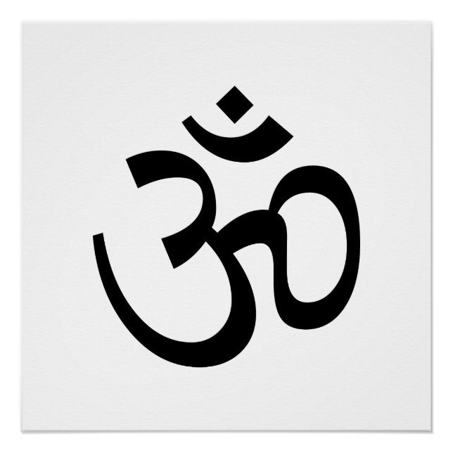 Om Aum outline Icon, Hinduism Symbol, black white  Poster (Front)