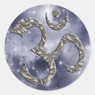 OM / AUM - SILVER heaven Classic Round Sticker