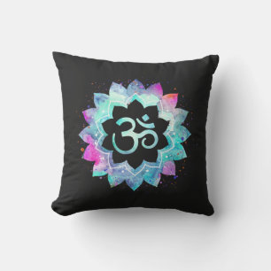 *~* Om Aum Turquoise Blue Magenta Black Outdoor Cushion