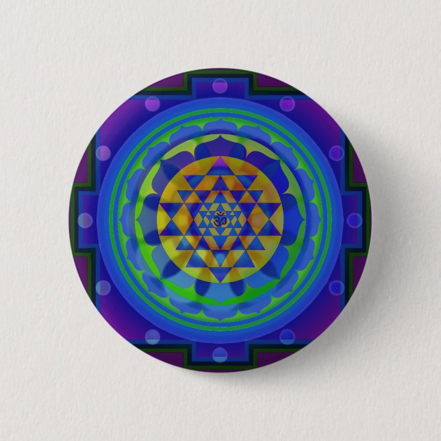Om (AUM) Yantra mandala 6 Cm Round Badge (Front)