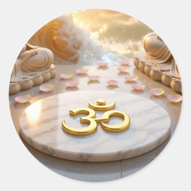 OM - AUM - ZEN BUDDHISM CLASSIC ROUND STICKER (Front)