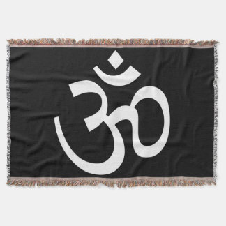 Om Black Pillow Throw Blanket