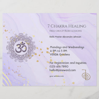 OM Chakra Energy Healer Reiki Purple Horizontal  Flyer