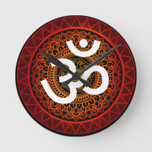 Om chakra mandala round clock