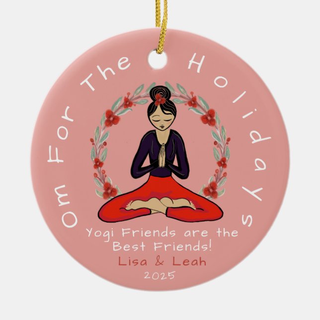 'Om For The Holidays' Yogi Best Friend Ornament (Front)