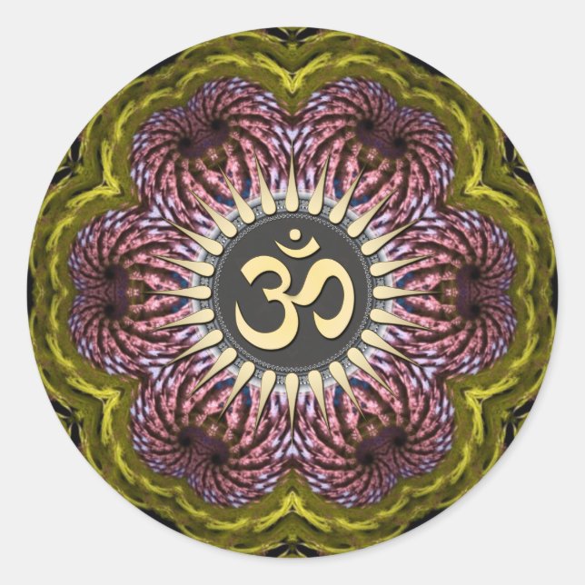 Om Fractal  Flower Spiritual Art Sticker (Front)
