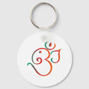 Om-ganpati-green-orange Key Ring