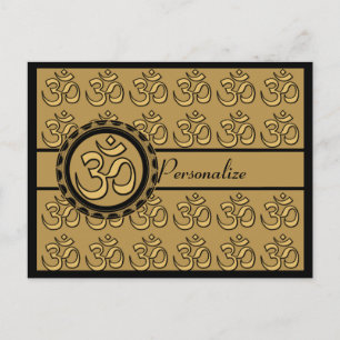 Om Gold Postcard Personalise