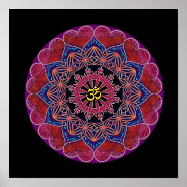 Om Heart Mandala Poster (Front)