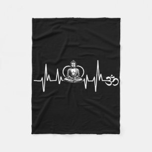 Om Heartbeat Funny Sacred Ohm Yoga Meditation Cool Fleece Blanket