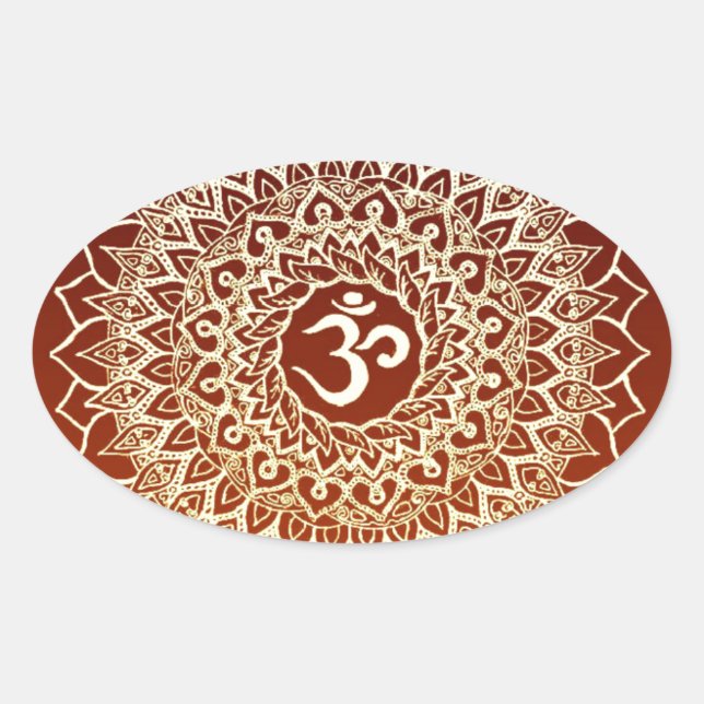 OM HINDU SYMBOL OVAL STICKER (Front)