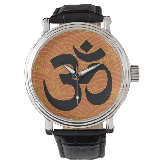 Om in a sea of orange waves watch (Front)