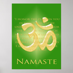 Om in Green & Gold - Namaste Poster