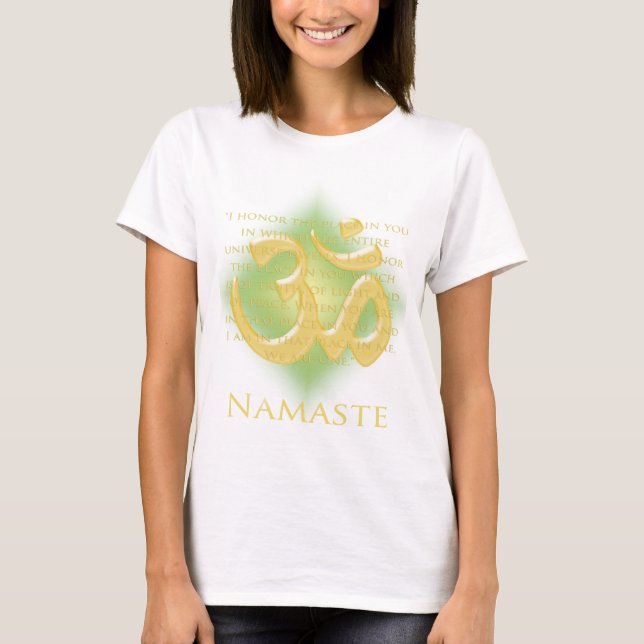Om in Green & Gold - Namaste T-Shirt (Front)