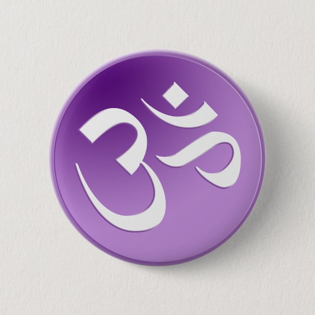 Om, in Purple and White 6 Cm Round Badge (Front)