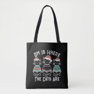 Om Is Where the Cats Are Festive Holiday Tote Bag