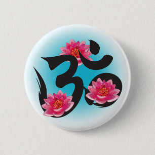 om lotus 6 cm round badge