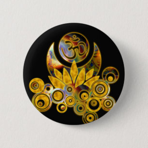 Om Lotus black 6 Cm Round Badge