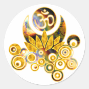 Om Lotus Classic Round Sticker