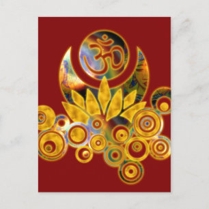Om Lotus dark red Postcard
