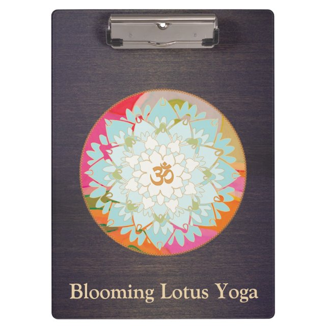 Om Lotus Floral Mandala Wood Clipboard (Front)