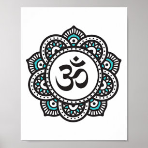 Om Lotus Flower Symbol Spiritual Yoga Buddhism Med Poster