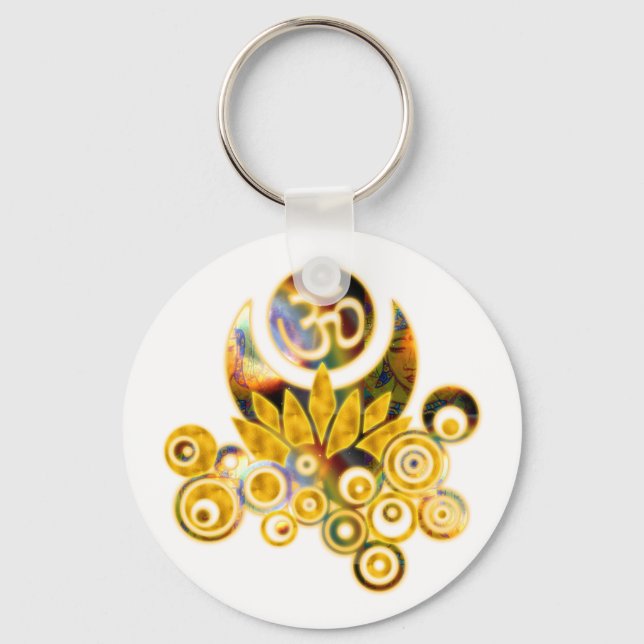 Om Lotus Key Ring (Front)