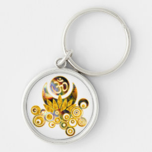 Om Lotus Key Ring