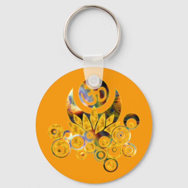 Om Lotus | orange Key Ring (Front)
