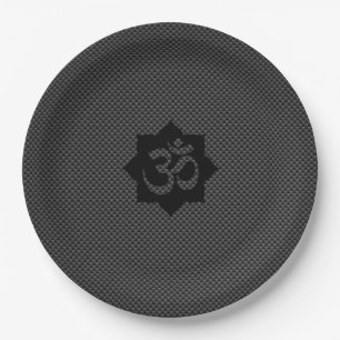 OM Lotus Spirituality Yoga in Carbon Fibre Style Paper Plate