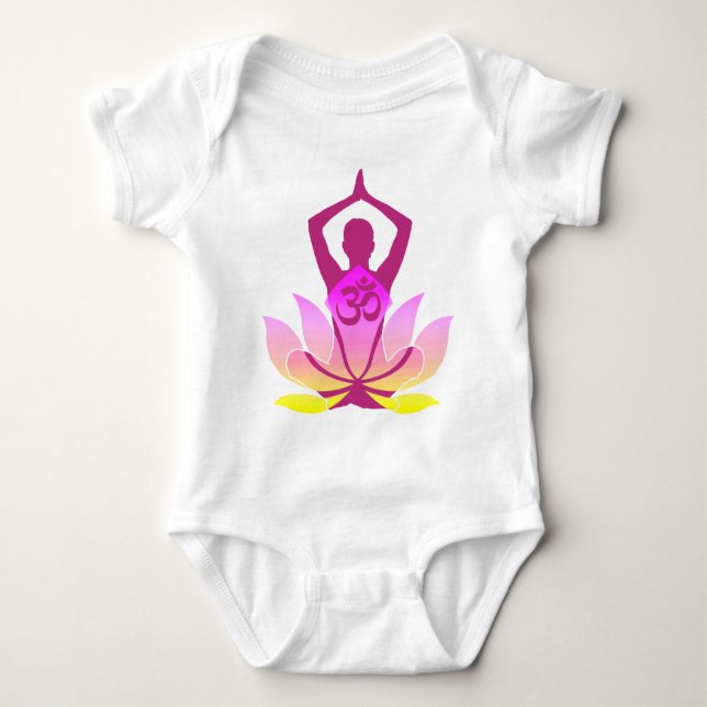 Om Lotus Yoga Pose Baby Bodysuit (Front)