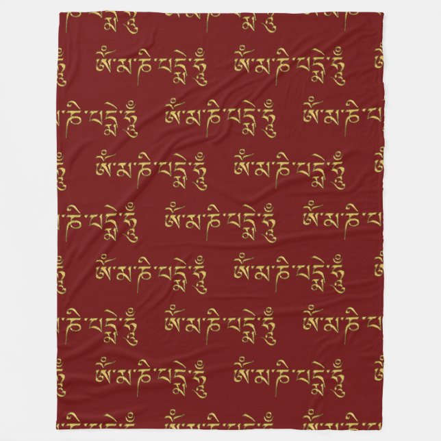 OM MA NI PADME HUM - Tibetan Sanskrit Mantra 1 Fleece Blanket (Front)