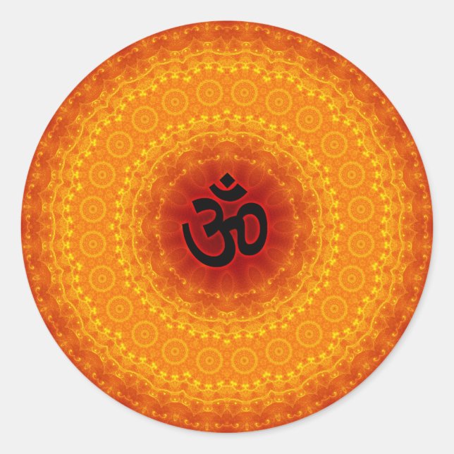 Om Mandala Design Classic Round Sticker (Front)