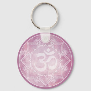 Om Mandala Pink Keychain