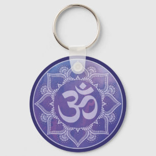 Om Mandala Purple Keychain