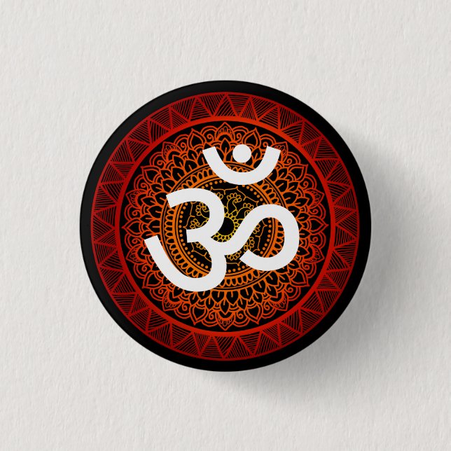 Om Mandala Red Root Chakra 3 Cm Round Badge (Front)