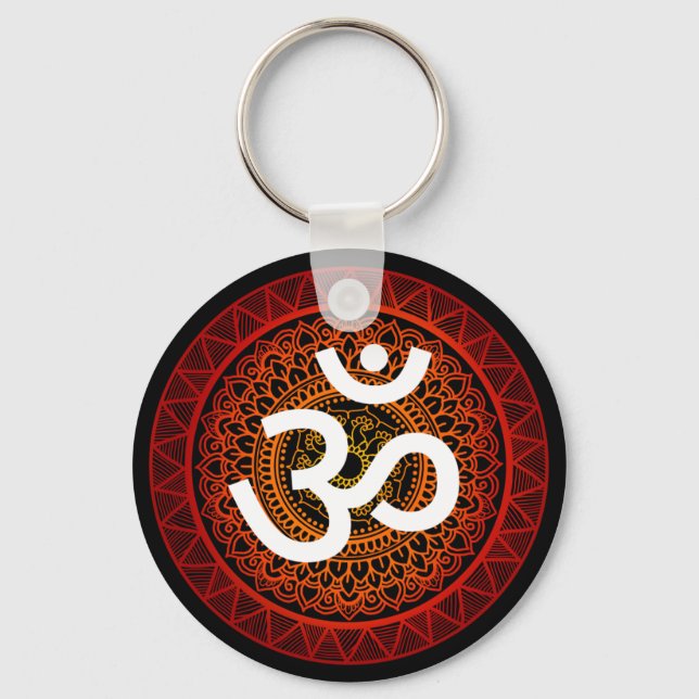 Om Mandala Red Root Chakra Key Ring (Front)