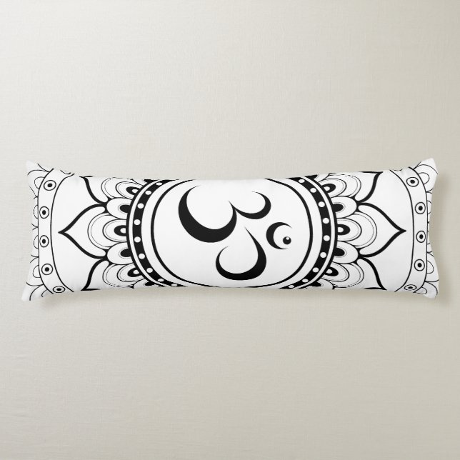 Om Mandala White & Black double sided Body Cushion (Front)