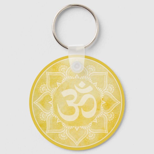 Om Mandala Yellow Keychain (Front)