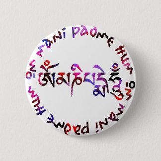 Om mani padme hum 6 cm round badge